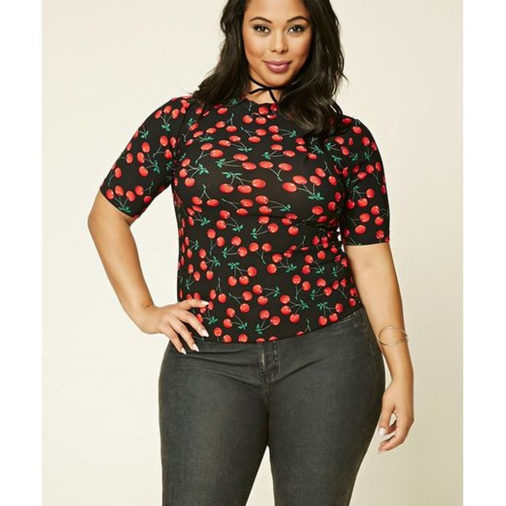Forever21 Plus Size Cherry Print Top